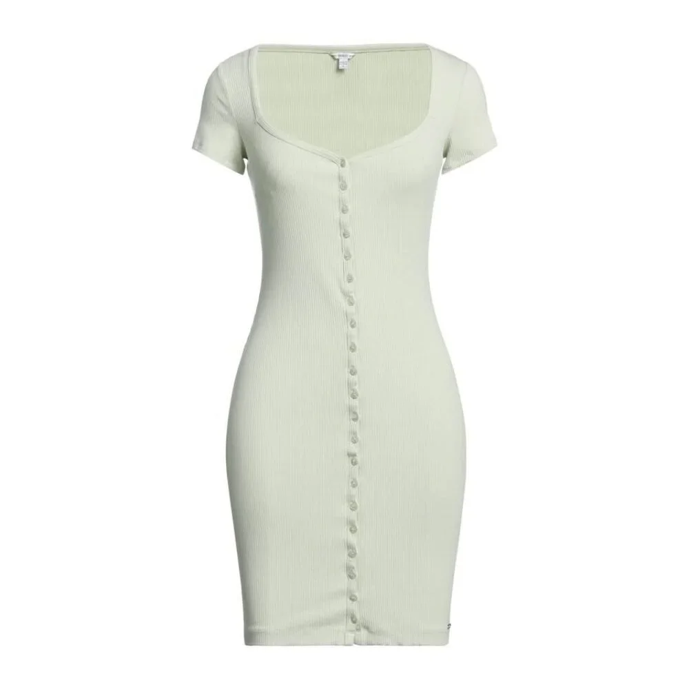 GUESS Light Green Ribbed Mini Dress - Picture 1 of 4